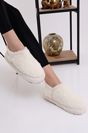 Wordex Pwr EB085 Kadın Peluş Kışlık Panduf Ev Botu Pofuduk Ev Ayakkabısı