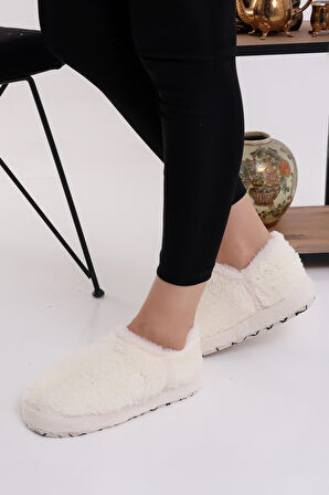Wordex Pwr EB085 Kadın Peluş Kışlık Panduf Ev Botu Pofuduk Ev Ayakkabısı