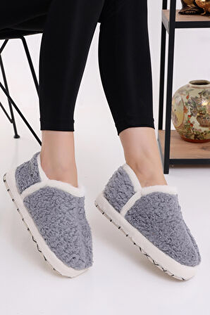 Wordex Pwr EB085 Kadın Peluş Kışlık Panduf Ev Botu Pofuduk Ev Ayakkabısı