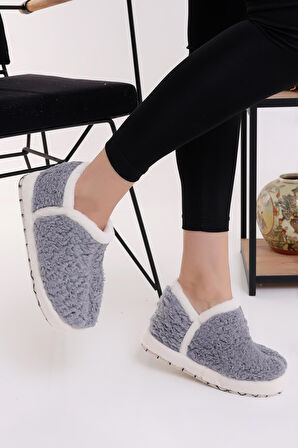 Wordex Pwr EB085 Kadın Peluş Kışlık Panduf Ev Botu Pofuduk Ev Ayakkabısı