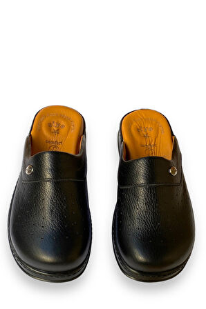 SY 650 Hakiki Deri Ortopedik Siyo Sabo Terlik Doktor Hastane Aşçı İş Terliği