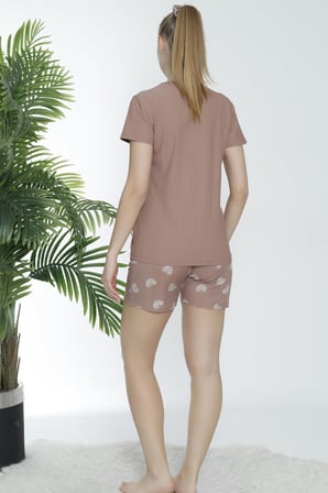 Mirano 1601 Pegasus Likralı Kumaş Kalpli Şortlu Takım Pijama Takımı