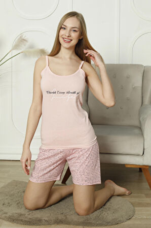 Mr 4404 Pamuklu Askılı Şortlu Takım Pijama Takımı