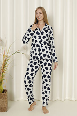 Mirano 9508 Kalpli Milan Yumuşak Kumaş Boydan Düğmeli Kadın Pijama Takımı
