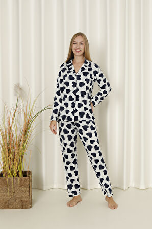 Mirano 9508 Kalpli Milan Yumuşak Kumaş Boydan Düğmeli Kadın Pijama Takımı