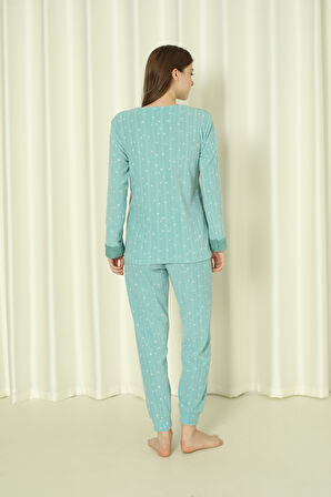 Fawn 3312 Peluş Welsoft Polar Kışlık Yumoş Uyuyan Ayılı Kadın Pijama Takımı
