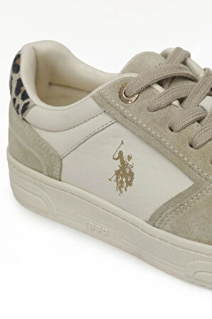 U.S. Polo Asnn. Petra Hakiki Deri Leopar Detaylı Dikişli Kadın Sneaker Günlük Ayakkabı