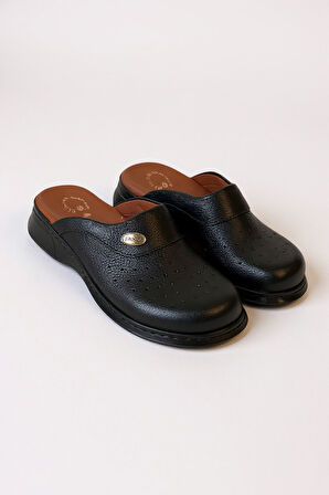 Hipokrat HP650 Hakiki Deri Ortopedik Sabo Terlik Doktor Hastane Aşçı İş Terliği