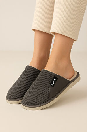 AR-060 Unisex Kadife Kumaş İçi Kürklü Kışlık Ev Terliği