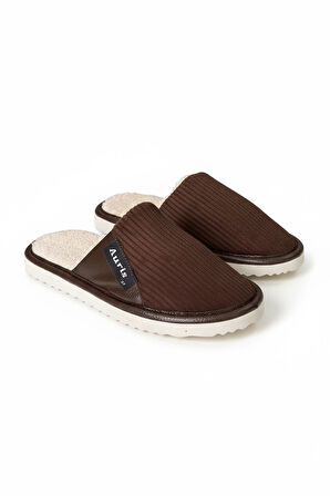 AR-060 Unisex Kadife Kumaş İçi Kürklü Kışlık Ev Terliği