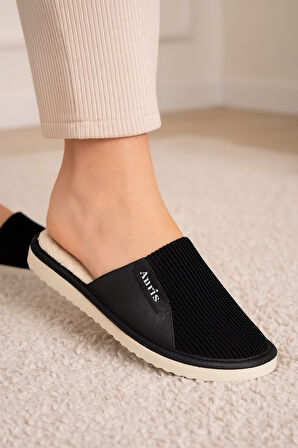 AR-060 Unisex Kadife Kumaş İçi Kürklü Kışlık Ev Terliği