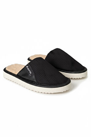 AR-060 Unisex Kadife Kumaş İçi Kürklü Kışlık Ev Terliği