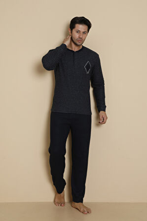 FLK 7008 İnterlok Kışlık Ekose Pijamalı Erkek Pijama Takımı