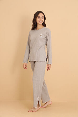 Mirano 8602 Pointel Kumaş Mevsimlik Günlük Çiçekli Kadın Pijama Takımı