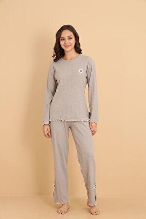 Mirano 8602 Pointel Kumaş Mevsimlik Günlük Çiçekli Kadın Pijama Takımı