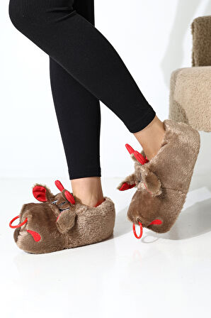 Hayvanlı B20 Boğa Modelli Kışlık Kadın Erkek Panduf Ev Içi Sessiz Taban Panduf