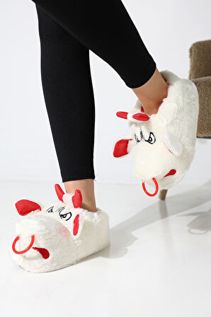 Hayvanlı B20 Boğa Modelli Kışlık Kadın Erkek Panduf Ev Içi Sessiz Taban Panduf