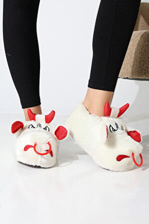 Hayvanlı B20 Boğa Modelli Kışlık Kadın Erkek Panduf Ev Içi Sessiz Taban Panduf