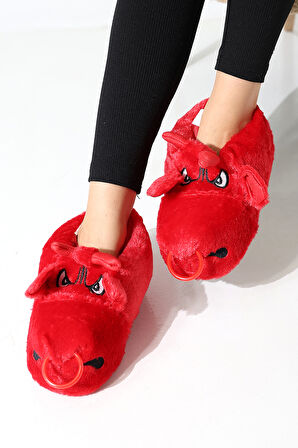 Hayvanlı B20 Boğa Modelli Kışlık Kadın Erkek Panduf Ev Içi Sessiz Taban Panduf