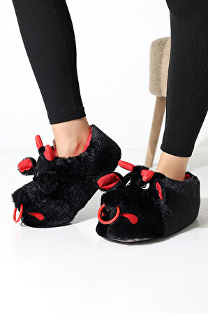 Hayvanlı B20 Boğa Modelli Kışlık Kadın Erkek Panduf Ev Içi Sessiz Taban Panduf