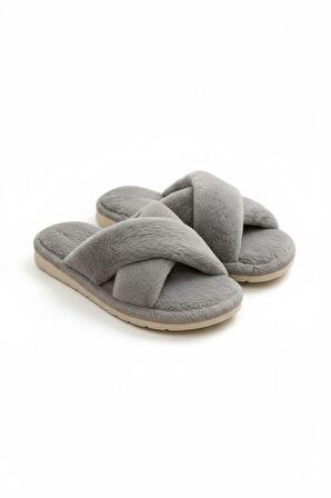 CP30 Tüylü Pofuduk Çapraz Kışlık Kadın Ev Terliği