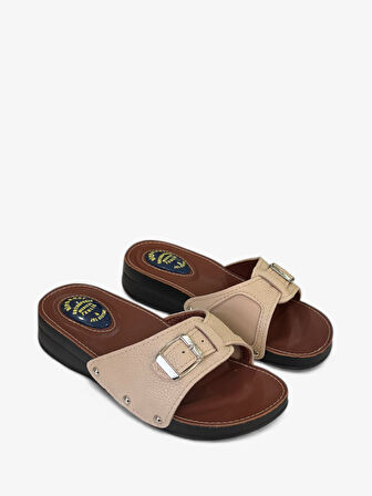 Hipokrat HP450 Hakiki Deri Halluks Ve Jelli Topuk Dikeni Terliği Kemik Çıktısı Günlük Kadın Terlik