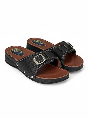 Hipokrat HP450 Hakiki Deri Halluks Ve Jelli Topuk Dikeni Terliği Kemik Çıktısı Günlük Kadın Terlik