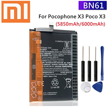 Xiaomi Pocophone X3 Pil Batarya BN61 6000mAh