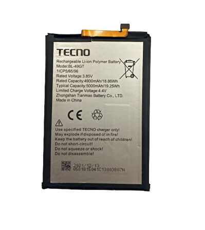TECNO CAMON 17 CG6-CG7 PİL BATARYA 5000 mAh