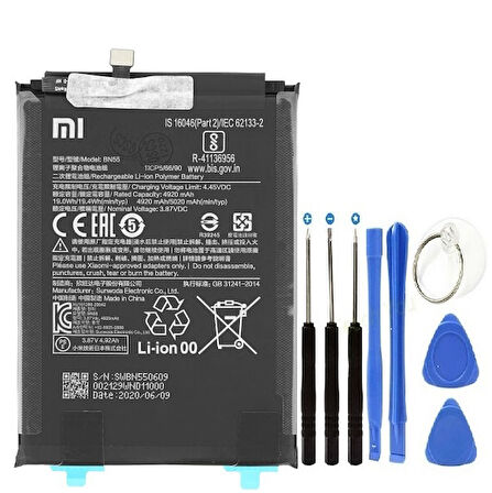 Xiaomi Redmi Note 9S Pil Batarya + Tamir Seti BN55 5020 mAh