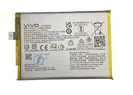 Vivo Y28 / Y17s Pil Batarya BA10 5000 mAh