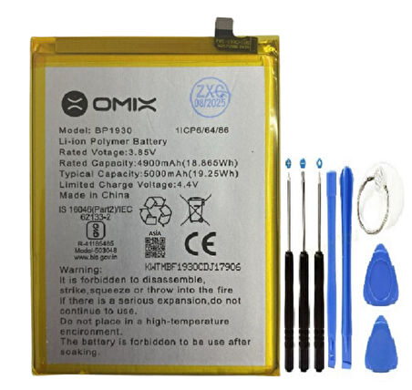Omix X700 2. Nesil BP1930 Pil Batarya + Tamir Set 5000 mAh