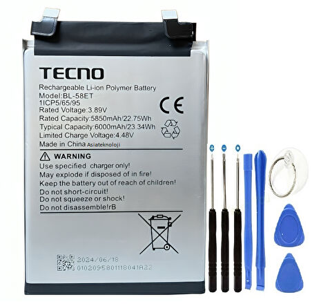 Tecno Pova 5 Pil Batarya BL-58ET + Tamir Set LH7N