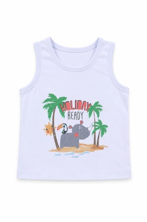Holiday Baskı Erkek Bebek Atlet Şort Yazlık Takım 3521