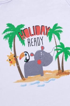 Holiday Baskı Erkek Bebek Atlet Şort Yazlık Takım 3521