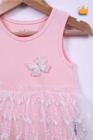 Babyhola %100 Pamuk Kız Bebek Tek Kat Elbise Atlet Badi 3528