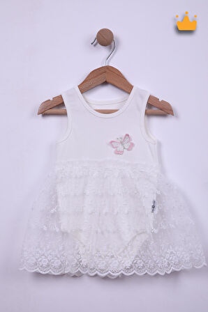 Babyhola %100 Pamuk Kız Bebek Tek Kat Elbise Atlet Badi 3528