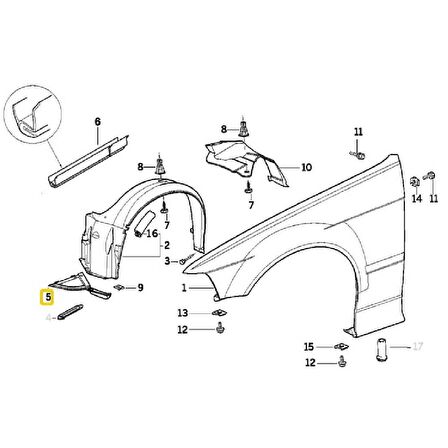 BMW E36 ÖN SAĞ DAVLUMBAZ KÜREK BAKALİTİ OEM NO 51711977118