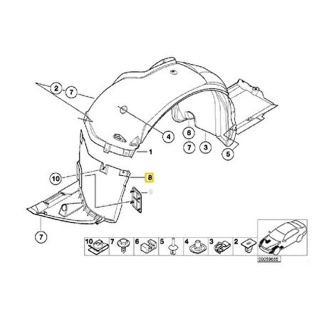 BMW E46 ÖN SAĞ DAVLUMBAZ ÖN PARÇA OEM NO 51718193812