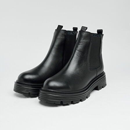 Hakiki Deri Kısa Topuklu Kadın Bot