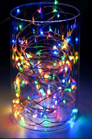 10 Adet 10 Metre Rgb Renk Pil ile Çalışan Peri Led Dekoratif ve Şık Aydınlatma