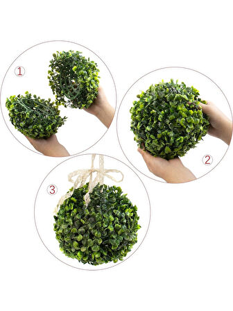 Yapay Çiçek Dekoratif Top Şimşir 15 Cm Yeşil Top