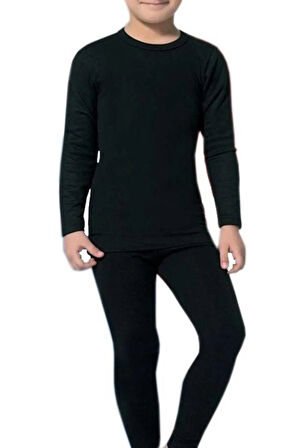 Unisex Çocuk Uzun Kollu Atlet Termal Siyah 3