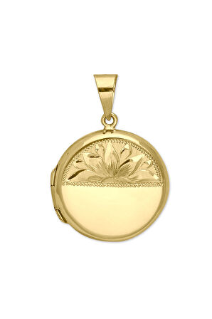 Yuvarlak Madalyon Altın Kolye Ucu