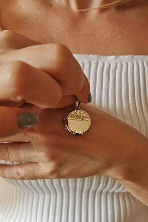 Yuvarlak Madalyon Altın Kolye Ucu