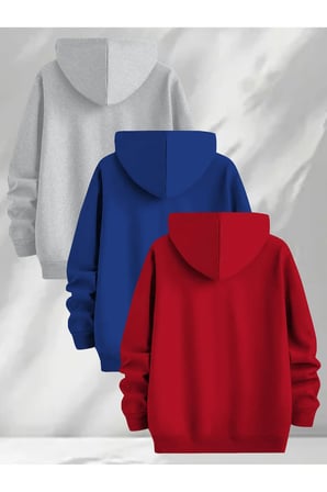 Çok Renkli Baskılı kapuşonlu Sweatshirt 3'lü Fırsat Paketi