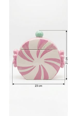 Şeker Şekilli Pembe El Boyama Seramik Kavanoz