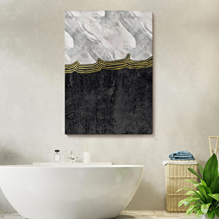 Siyah Beyaz Mermer Desenli Dekoratif Kanvas Tablo-5175