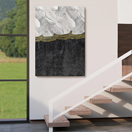 Siyah Beyaz Mermer Desenli Dekoratif Kanvas Tablo-5175