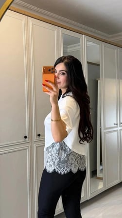 Kısa Kollu Bısıklet Yakalı Dantel Detaylı Vıskon ıkı ıplık Bluz